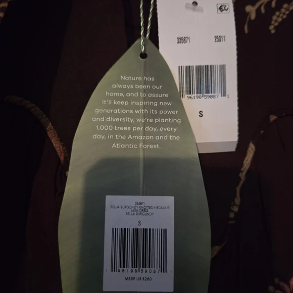 FARM Rio Bella Mini Dress Burgundy Floral Long Sleeve Dress NWT Size Small - Picture 7 of 10